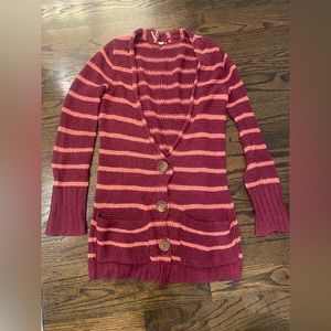 Free People Striped Cotton Cardigan